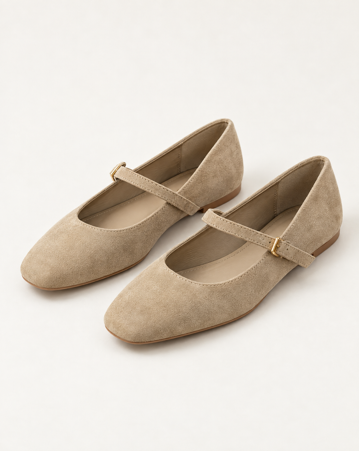 Ballerina Mary Jane RY89 Khaki con laccetto e fibbia dorata – coppia a tre quarti