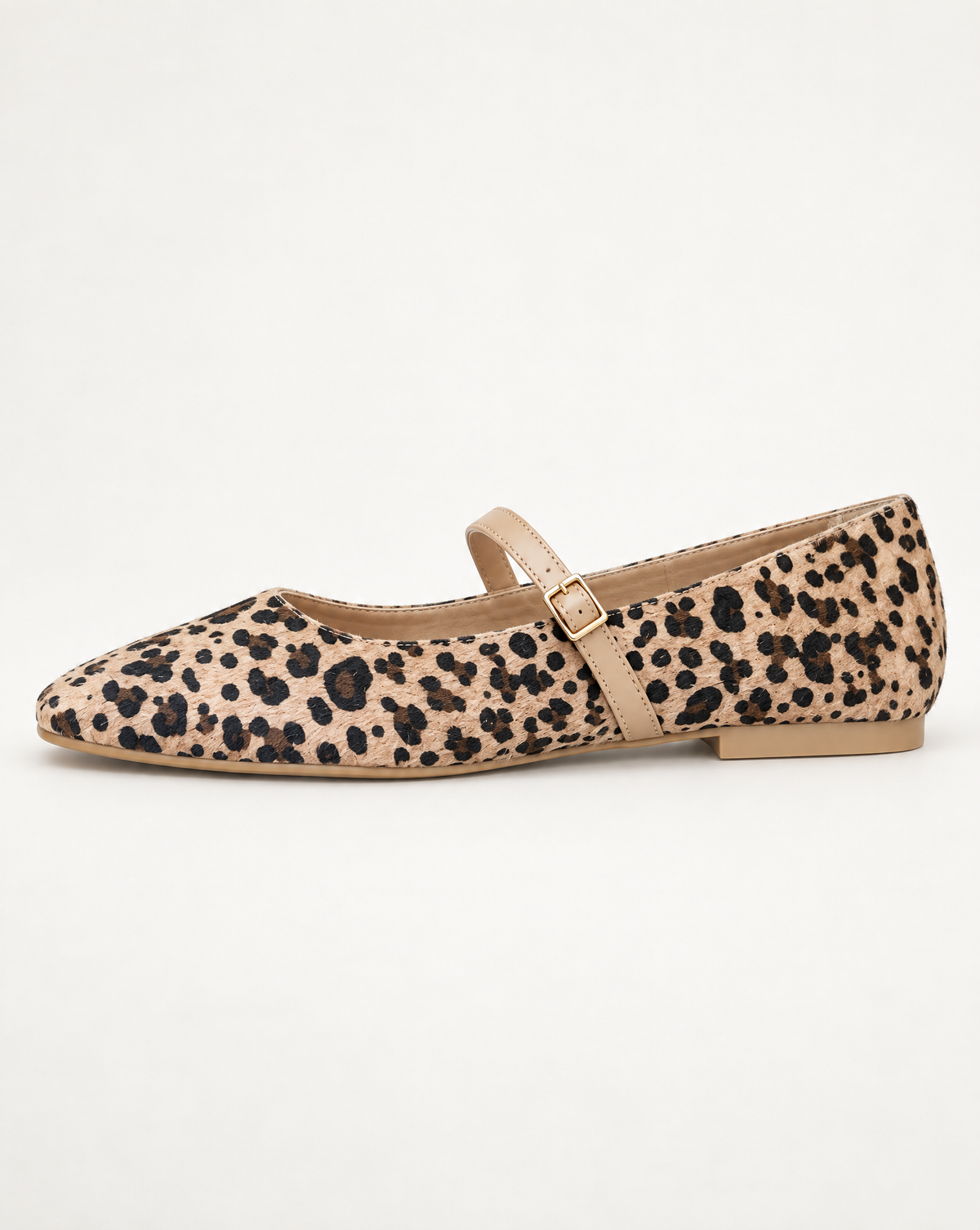 Ballerina Mary Jane RY89 Leopardo con laccetto e fibbia dorata – vista laterale