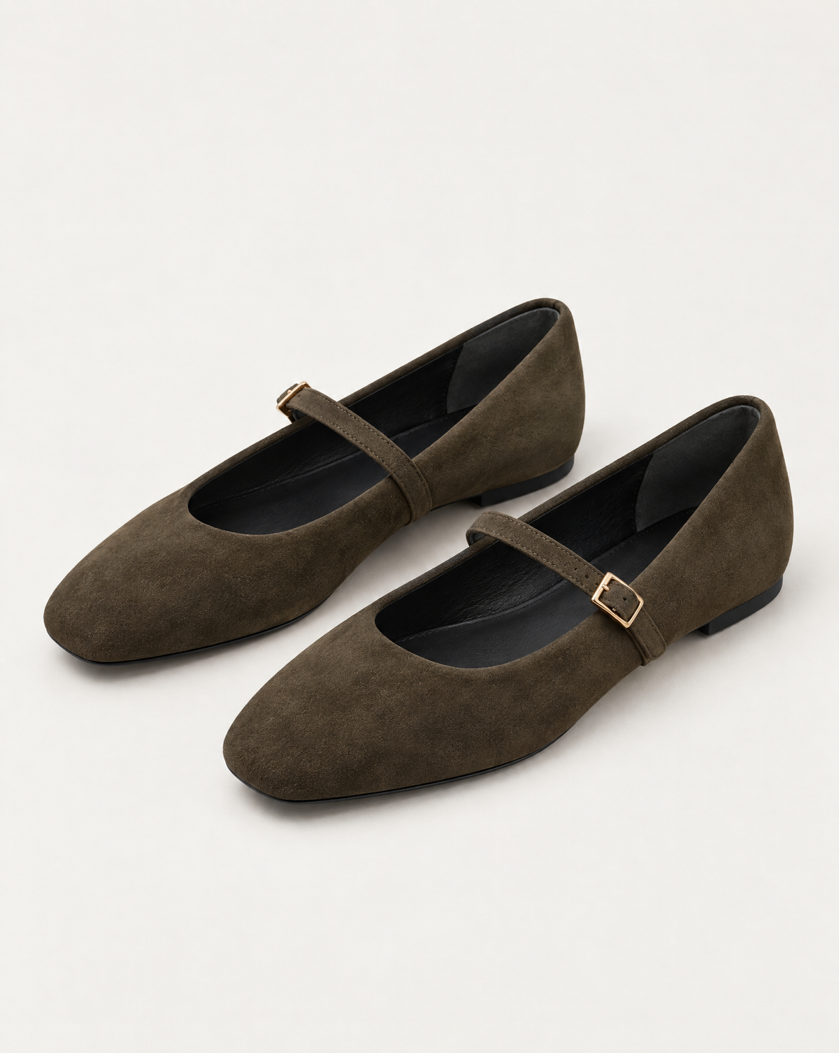 Ballerina Mary Jane RY89 Verde con laccetto e fibbia dorata – coppia a tre quarti